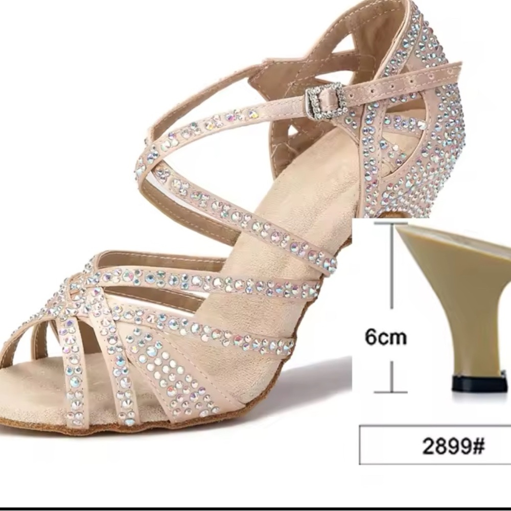 Elegant Rhinestone-Embellished Ballroom Dance Heels